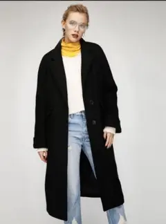 MOUSSY チェスターロングコート S ブラック