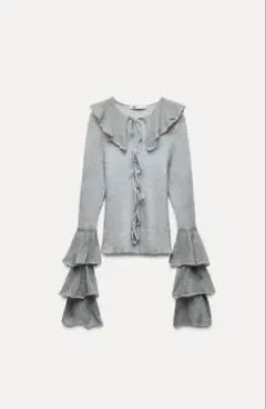最終価格　ZARA アルパカ&ウールフリルジャケット