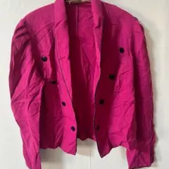 フランケンシュタイナー 【L】ノーカラーダブルボタンジャケット ピンク