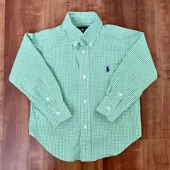 ラルフローレン　襟付きシャツ　90cmグリーン　ギンガムチェック