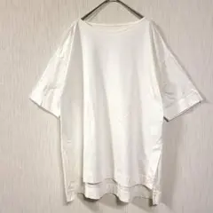 【ジョルジュレッシュ】ボートネックカットソー 白 コットン Mサイズのサムネイル