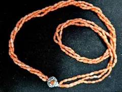 天然サンゴ 赤珊瑚 ネックレス 　3連ネックレス