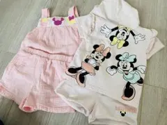 ミニーちゃん 刺繍セットアップ プリントプルオーバー 3T