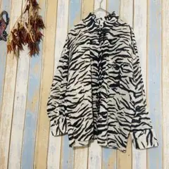 【H&M】長袖シャツ ゼブラ柄 ヒョウ柄　シアー　透け感　薄生地　クール　M