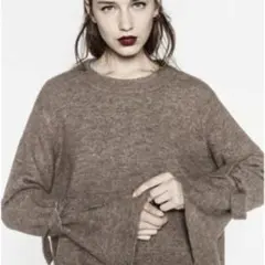 逃げ恥ガッキー着用(色違い)✩.*˚ZARA袖リボン付きニット/ベージュ