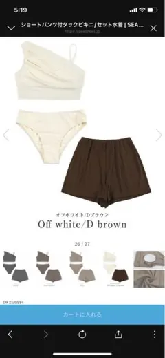 セパレート水着 オフホワイト/ダークブラウン