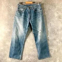 Levi's　702 デニム　ジーンズ　ライトブルー　無地　ダメージ加工