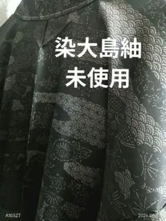 本場染大島紬　袷　黒地　吉祥霞文様に草花小紋柄寄　正絹　未使用 本場染大島紬 袷 黒地 吉祥霞文様に草花小紋柄寄 正絹 未使用 - メルカリ