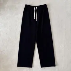 ブラック コーデュロイ ワイドパンツゴム紐入りスエットパンツイージーパンツ