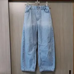 GU　キッズ　バレルレッグジーンズ　140サイズ　ウエストゴム調節