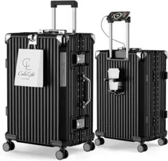 スーツケース 機内持ち込み 耐衝撃 キャリーバッグ ブラック S 40L 