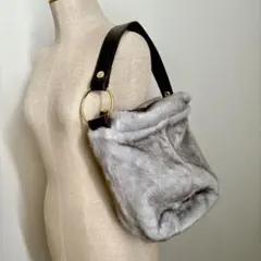グレー フェイクファー ワンショルダーバック