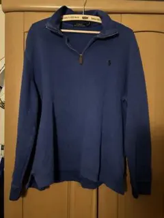 POLO RALPH LAUREN 青 ジップアップ セーター L