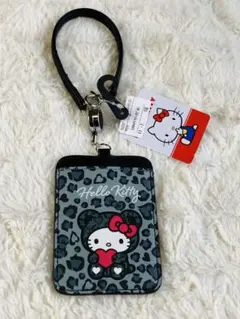 キティ ヒョウ柄 レオパード ブラック パスケース