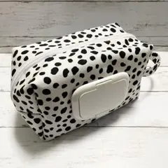ハンドメイド　おむつポーチ　ダルメシアン　ホワイト