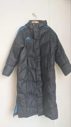 【美品】adidas ブラック ベンチコート フード付き　Lサイズ