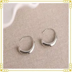 大人気✨サージカルステンレス シルバー Cライン 金アレ対応 フープ ピアス