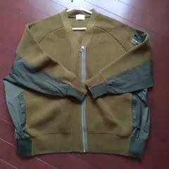 オリーブグリーン ジップアップカーディガン