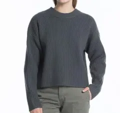 美品　UNIQLO U ラムクロップドクルーネックセーター ブラック　L