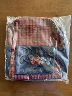 ファミリア赤チェック　リボンリュック