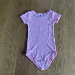 プチバトー ロンパース 12m ピンクと白のストライプ