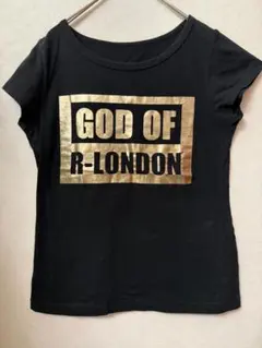 #4740 R-LONDON SサイズブラックTシャツ 金ロゴ 半袖カットソーのサムネイル