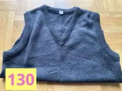 スクールベスト　スクールニット　キッズ Vネック ダークグレー ベスト　小学生