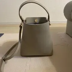 グレー 合成皮革 ショルダーバッグ ハンドル付き