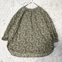 美品◆リバティ 小花柄 総柄 スモックブラウス ラウンドヘム FREE