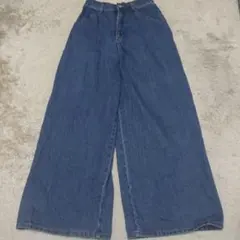 インディゴブルー ワイドデニムパンツ