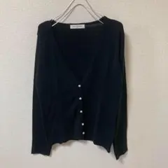 グラシア ✨カーディガン【M】ビジュー　シンプル　　モノトーン　ブラック