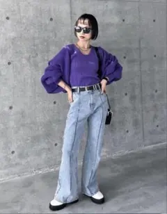 PAGEBOY♡ページボーイ フロントラインジーンズ ブルーケミカル Mサイズのサムネイル
