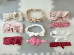 【着画あり】ベビー用 リボン付き ヘアバンド 10個セット