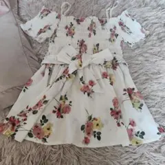 フラワープリント オフショルダー 半袖トップス