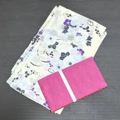 浴衣・帯セット Mサイズ 白地花柄