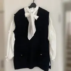 EMMACULATE ツイード風　黒ニットベスト