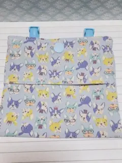 移動ポケット フレンチブルドッグ柄　ふたなし　まちなし