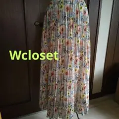 w closet プリーツ ロングスカート　花柄　ウエストゴムのサムネイル