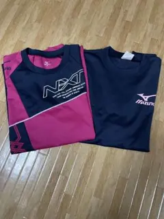 Mizuno NXT 半袖Tシャツ ピンク/ネイビー　ユニSサイズ