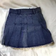 【即購入可、タグ付き】GU デニムローウエストプリーツミニスカート グレー