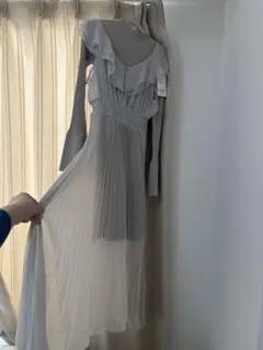 グレー フリルデザイン ドレス Mサイズ