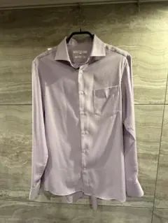 COMME CA MEN 薄紫 スリムモデルワイシャツL