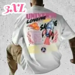 ラスト1点 3XL Tシャツ ロゴ 半袖 ストリート 白 ビックシルエット