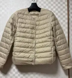 【美品】2wayUNIQLO ダウン M ベージュ ノーカラー