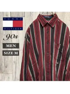 【希少】古着 トミーヒルフィガー ヴィンテージ 90s マルチストライプシャツ