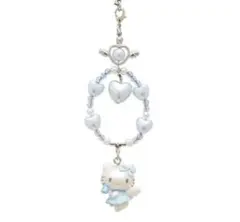 ウィングキティ　根付　ストラップ　銀　シルバー　エンジェル　キティ　ミレニアム キティエンジェルトレーディングアクリルキーホルダー（全8種