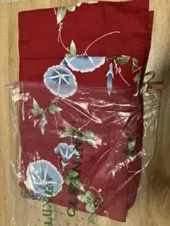 【クリーニング済】浴衣 単品 赤地 朝顔柄のサムネイル