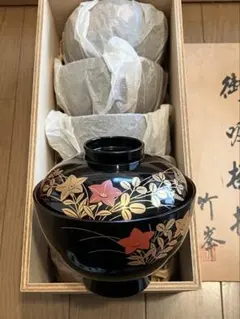 吸い物椀　漆塗り　会津塗　竹峰　漆器　5客 Yahoo!オークション - 会津塗 特選漆器 御吸椀揃 竹峯 5客セット