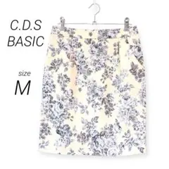 新品タグ付き✨シーディーエスベーシック（M）タイトミニスカート 花柄 クリーム色