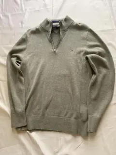 TOMMY HILFIGER グレー ハーフジップセーター L